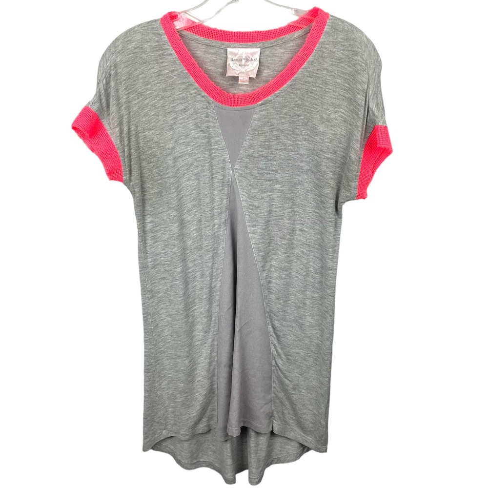 Romeo & Juliet Couture Grey Tunic Top with Mesh Like Trim Size Small